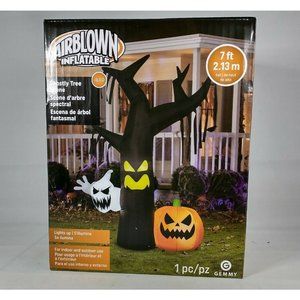 Halloween Gemmy 7 ft Ghostly Dead Tree w/Pumpkin & Ghost Airblown Inflatable NIB